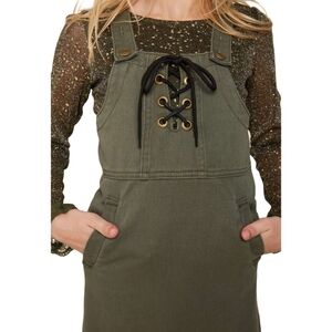 Hayden Denim Lace-Up Overall Mini Dress Small Indie Grunge Y2K 90s Boho Academia